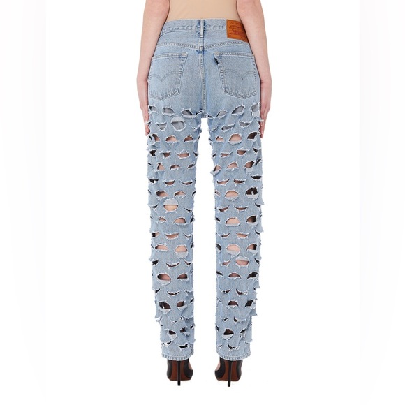 NWOT VETEMENTS x Levis laser cut distressed denim jeans RARE XS - Picture 3 of 16